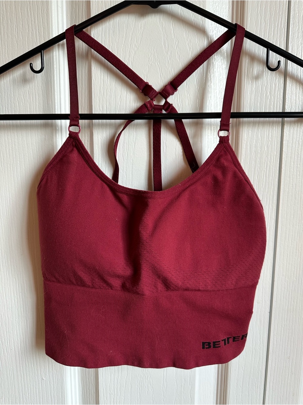 BETTER BODIES Burgundy Strappy Longline Sports Bra
